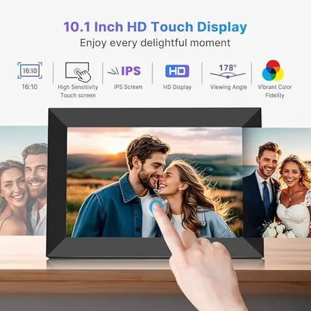 Alt view image 4 of 5 - Uhale Digital Picture Frame 32GB Storage 10.1 Inch WiFi Electronic Photo Frames SD Card Slot IPS Touch Screen HD Display Auto Rotate Slideshow Share Videos Photos Instantly Send Wishes Remotely