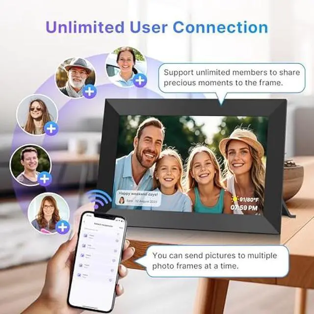 Alt view image 5 of 5 - Uhale Digital Picture Frame 32GB Storage 10.1 Inch WiFi Electronic Photo Frames SD Card Slot IPS Touch Screen HD Display Auto Rotate Slideshow Share Videos Photos Instantly Send Wishes Remotely