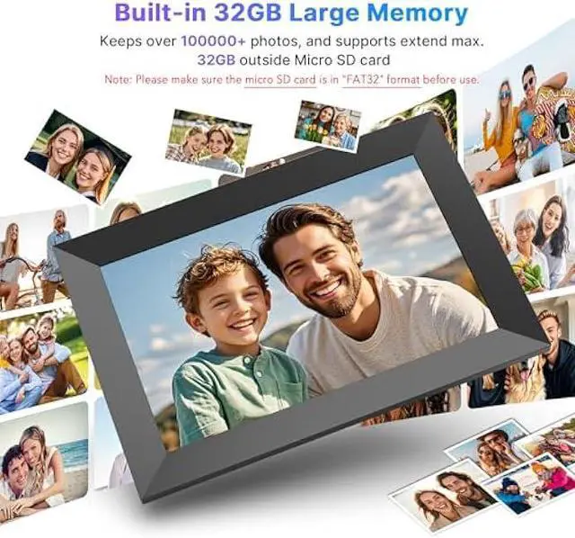 Alt view image 3 of 5 - Uhale Digital Picture Frame 32GB Storage 10.1 Inch WiFi Electronic Photo Frames SD Card Slot IPS Touch Screen HD Display Auto Rotate Slideshow Share Videos Photos Instantly Send Wishes Remotely