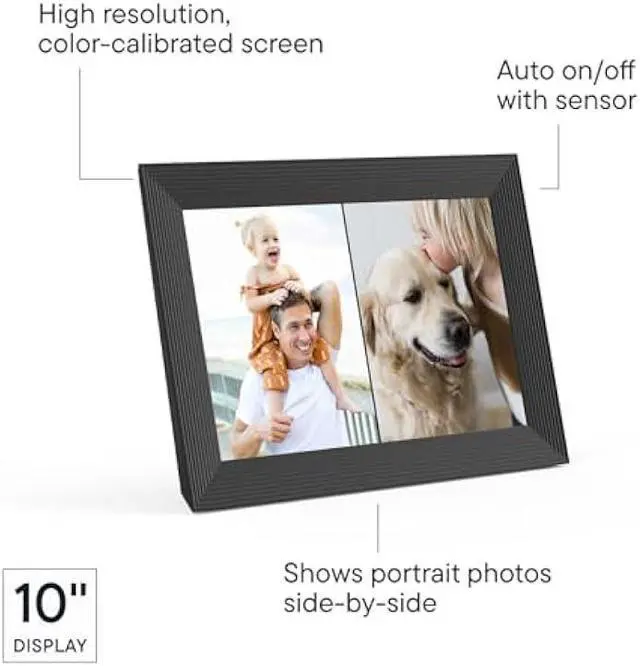 Alt view image 4 of 5 - Aura Carver HD WiFi Digital Picture Frame, 10.1, Add Photos with Aura App, Free Unlimited Storage - Wirecutters Pick for Best Digital Photo Frame 2022 - Gravel