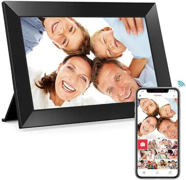 Main image of Frameo 10.1 Digital Picture Frame WiFi, 1280x800 HD Touch Screen Electronic Picture Frame Slideshow, 32GB Memory, Send Photos from Your Phone Anywhere, Photo Gifts for Parents and Grandparents