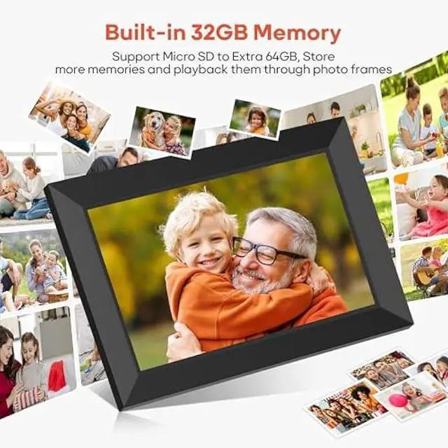 Alt view image 4 of 5 - Frameo 10.1 Digital Picture Frame WiFi, 1280x800 HD Touch Screen Electronic Picture Frame Slideshow, 32GB Memory, Send Photos from Your Phone Anywhere, Photo Gifts for Parents and Grandparents