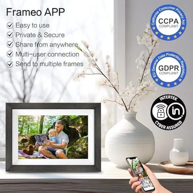 Alt view image 3 of 6 - Frameo Digital Photo Frame,10.1 Inch WiFi Smart Digital Picture Frame with HD IPS Touch Screen,Auto-Rotate,Send Pictures from Anywhere via Frameo APP,Gifts for Mom