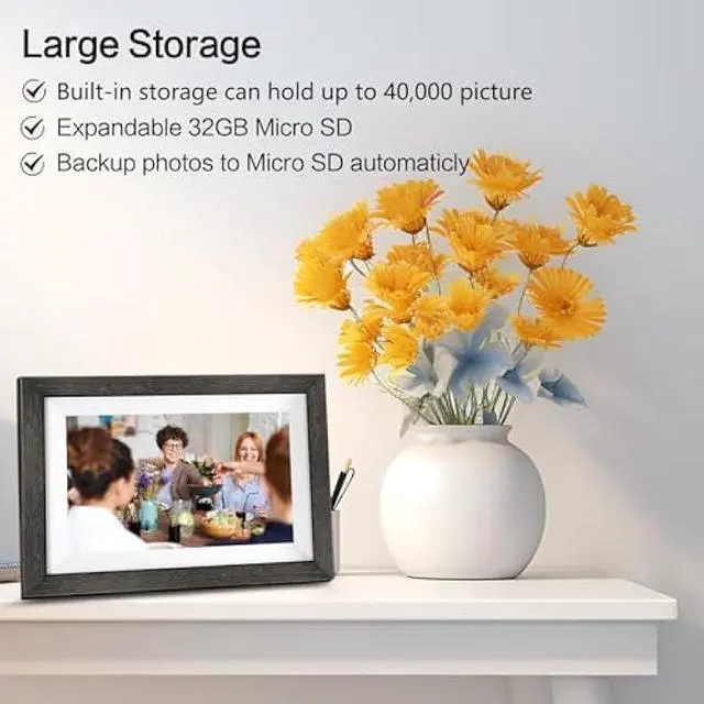 Alt view image 4 of 6 - Frameo Digital Photo Frame,10.1 Inch WiFi Smart Digital Picture Frame with HD IPS Touch Screen,Auto-Rotate,Send Pictures from Anywhere via Frameo APP,Gifts for Mom