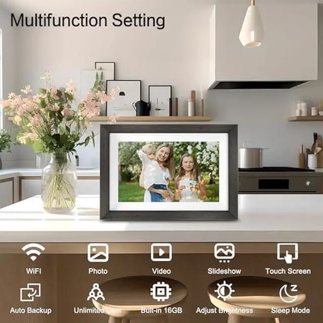 Alt view image 6 of 6 - Frameo Digital Photo Frame,10.1 Inch WiFi Smart Digital Picture Frame with HD IPS Touch Screen,Auto-Rotate,Send Pictures from Anywhere via Frameo APP,Gifts for Mom