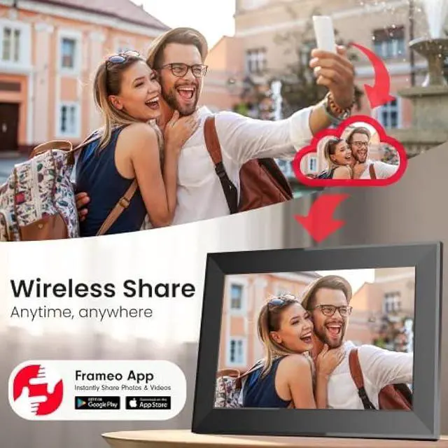 Alt view image 3 of 6 - 10.1 Inch Digital Picture Frame with 32GB Storage, Frameo WiFi Digital Photo Frame, 1280 * 800 IPS Touch Screen, Auto-Rotate Slideshow, Easy to Share Photo/Video via Free App