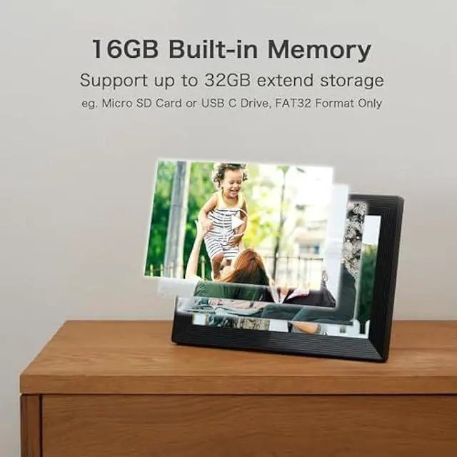 Alt view image 5 of 5 - Digital Picture Frame, Frameo WiFi 10.1 Inch 1280*800IPS HD Touch Screen Digital Photo Frame, 16GB Memory, Auto-Rotate, Share Picture Video, Birthday Gifts for Women, Gifts for Mom, Dad, Wedding Gifts