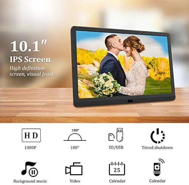 Alt view image 2 of 5 - Atatat 10 inch Digital Photo Frame, Digital Picture Frame with Adjustable Brightness, Support Sleep Mode Photo Deletion,1080P Video,Slideshow, Black