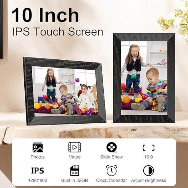 Alt view image 2 of 5 - Digital Photo Frame 10.1 inch,WiFi Digital Picture Frame,1280x800 IPS Touch Screen 16GB Storage Photo Frame,Auto-Rotate,Wall Mountable,Share Photos or Videos via Uhale APP from Anywhere