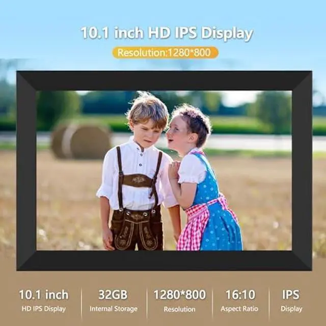 Alt view image 2 of 5 - FRAMEO Digital Photo Frame WiFi 32GB 10.1 Inch 1280x800 IPS Touch Screen Digital Picture Frame Easy Setup Share Photo or Video via Frameo APP