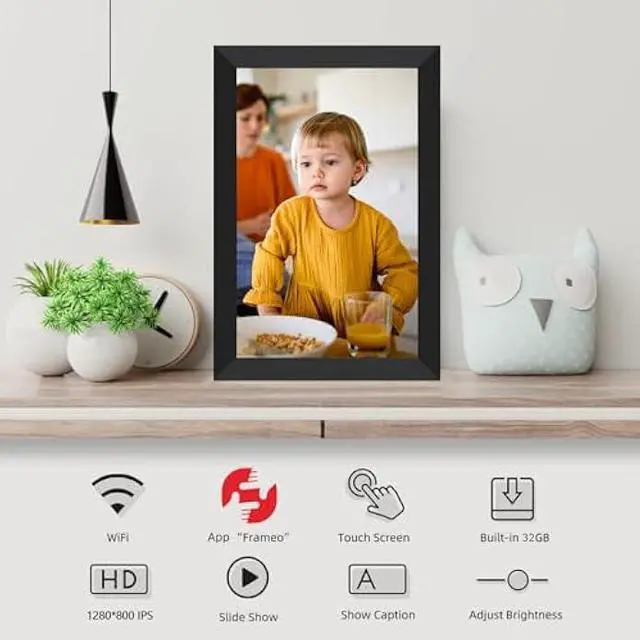 Alt view image 3 of 5 - FRAMEO Digital Photo Frame WiFi 32GB 10.1 Inch 1280x800 IPS Touch Screen Digital Picture Frame Easy Setup Share Photo or Video via Frameo APP