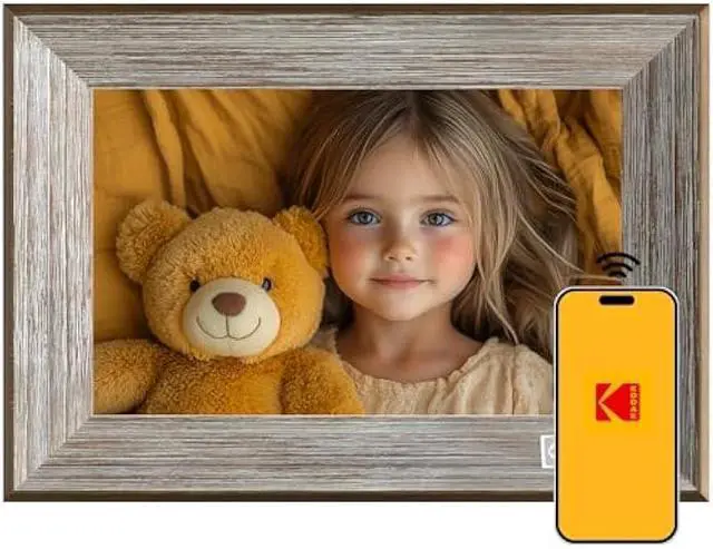 Main image of KODAK WiFi Digital Picture Frame, 10.1 Inch 1280 * 800 Resolution Touch Screen with 32GB Storage,Effortless to Set up,Share Video and Photos via E-Mail or App- for Friends and Family (Grey Wood)