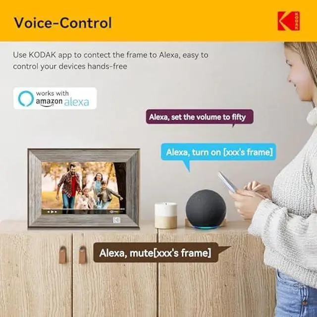 Alt view image 5 of 5 - KODAK WiFi Digital Picture Frame, 10.1 Inch 1280 * 800 Resolution Touch Screen with 32GB Storage,Effortless to Set up,Share Video and Photos via E-Mail or App- for Friends and Family (Grey Wood)