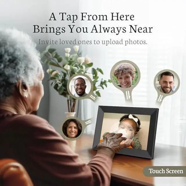 Alt view image 2 of 5 - BSIMB 8 Inch Digital Picture Frame Touch Screen, 1280x800 HD WiFi Electronic Photo Frame Album Display 16GB, Share Pictures/Videos via App/USB/SD Easy Setup Gifts for Mom, Auto-Rotate, Solid Black