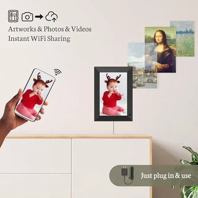 Alt view image 4 of 5 - BSIMB 8 Inch Digital Picture Frame Touch Screen, 1280x800 HD WiFi Electronic Photo Frame Album Display 16GB, Share Pictures/Videos via App/USB/SD Easy Setup Gifts for Mom, Auto-Rotate, Solid Black