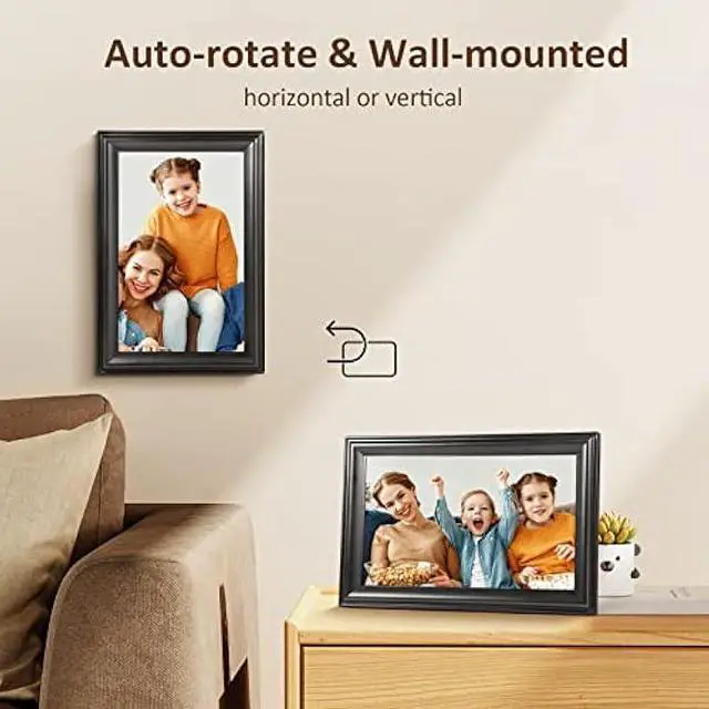 Alt view image 4 of 5 - 10.1 Inch WiFi Digital Picture Frame, 1280x800HD IPS Touch Screen Digital Photo Frame Electronic,16GB Memory, Auto-Rotate, Wall Mountable, Share Photos/Videos Instantly via Uhale App from Anywhere