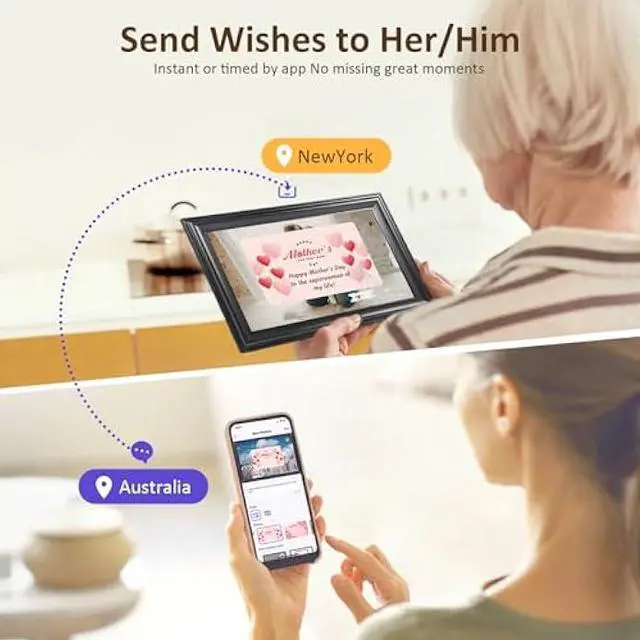 Alt view image 5 of 5 - 10.1 Inch WiFi Digital Picture Frame, 1280x800HD IPS Touch Screen Digital Photo Frame Electronic,16GB Memory, Auto-Rotate, Wall Mountable, Share Photos/Videos Instantly via Uhale App from Anywhere