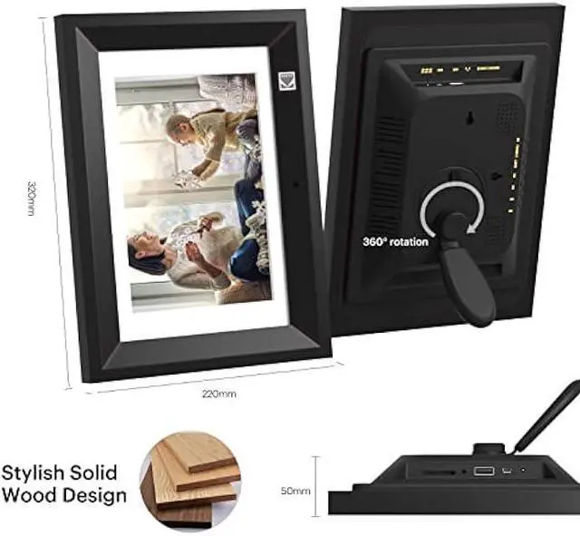 Alt view image 2 of 5 - KODAK 10.1 Inch Wood Digital Picture Frame with Remote Control, IPS Screen HD Display, Auto-Rotate, Wall Mountable, Programmable Auto On/Off, Enjoy Your Precious Moment in Slideshow, Black