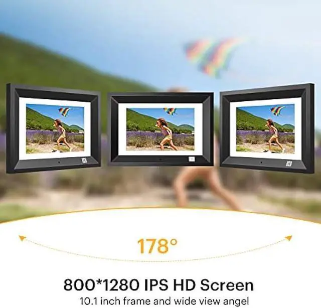 Alt view image 4 of 5 - KODAK 10.1 Inch Wood Digital Picture Frame with Remote Control, IPS Screen HD Display, Auto-Rotate, Wall Mountable, Programmable Auto On/Off, Enjoy Your Precious Moment in Slideshow, Black