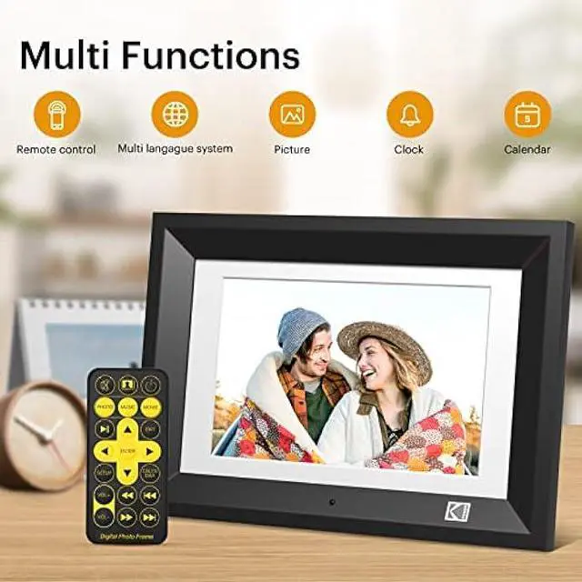 Alt view image 3 of 5 - KODAK 10.1 Inch Wood Digital Picture Frame with Remote Control, IPS Screen HD Display, Auto-Rotate, Wall Mountable, Programmable Auto On/Off, Enjoy Your Precious Moment in Slideshow, Black