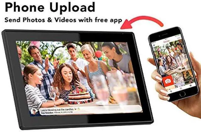 Alt view image 2 of 6 - 15.6 Inch 16GB WiFi Picture Frame with FHD 1920x1080 IPS Display,Touch Screen,Send Photos or Small Videos from Anywhere in The World, Wall Mountable, Portrait and Landscape(Black)