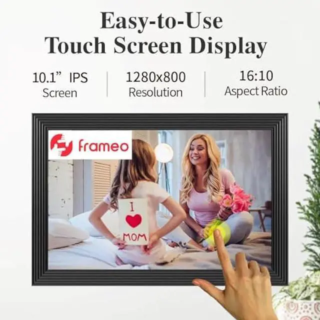Alt view image 4 of 5 - Digital Picture Frames Load from Phone, Frameo 10.1 inch Smart WiFi Digital Photo Frames You Can Send Pictures to, 1280x800 IPS LCD Touch Screen, Built in 32GB for Friends and Family
