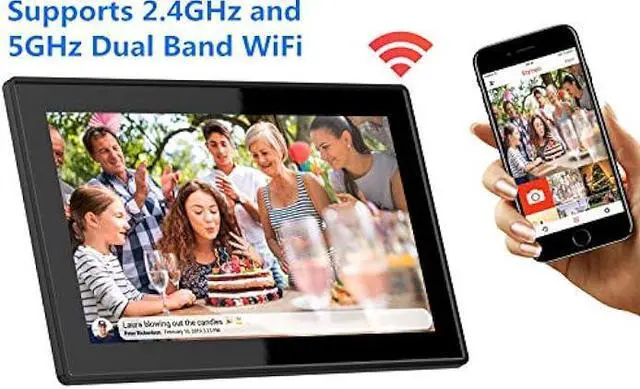 Alt view image 2 of 6 - 11.6 Inch 16GB WiFi Digital Picture Frame, 2.4GHz and 5GHz Dual Band WiFi, Touch Screen, 1366x768 IPS LCD Panel, Send Photos or Small Videos from Anywhere(Black)