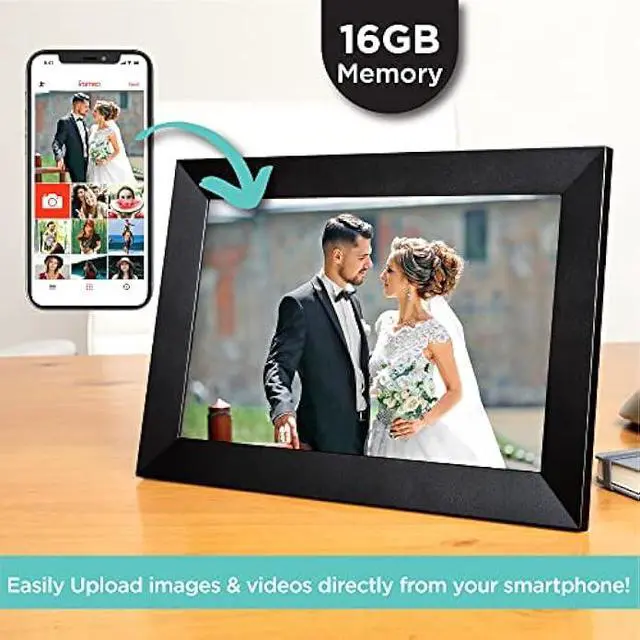 Alt view image 4 of 6 - iHome WiFi Digital Picture Frame Compatible with Frameo App, 16G Digital Photo Frame with Secure Image Sharing for Tabletop or Wall Mount  Black (IPF1016B)