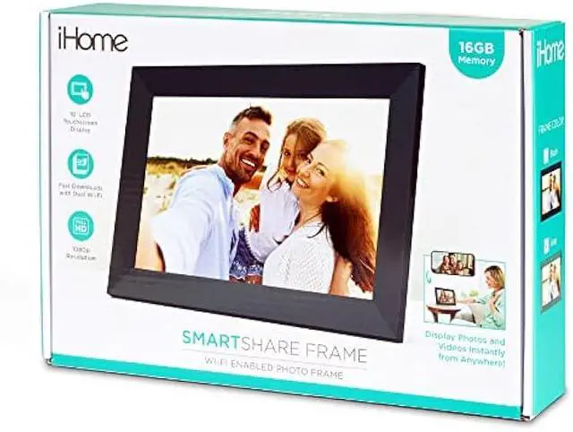 Alt view image 6 of 6 - iHome WiFi Digital Picture Frame Compatible with Frameo App, 16G Digital Photo Frame with Secure Image Sharing for Tabletop or Wall Mount  Black (IPF1016B)
