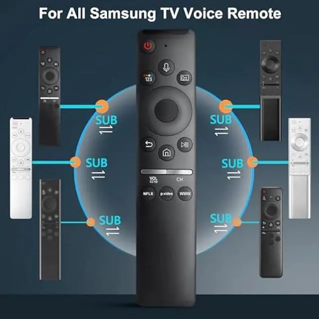 Alt view image 3 of 6 - Voice Remote for Samsung Smart TV QLED UHD Frame Curved Solar 4K 8K Q60 Q70 Q80 Q90 8 Series 9 Series TU8000 AU8000 CU7000 CU8000 DU7200 DU8000 Voice Remote Control Replacement