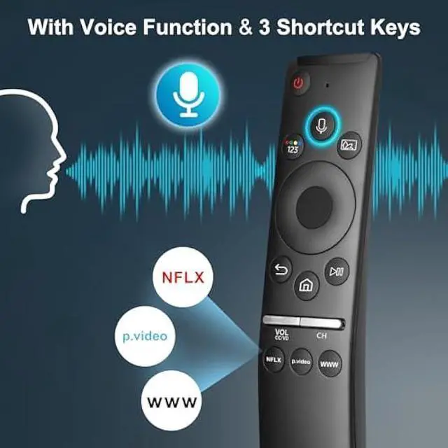 Alt view image 5 of 6 - Voice Remote for Samsung Smart TV QLED UHD Frame Curved Solar 4K 8K Q60 Q70 Q80 Q90 8 Series 9 Series TU8000 AU8000 CU7000 CU8000 DU7200 DU8000 Voice Remote Control Replacement