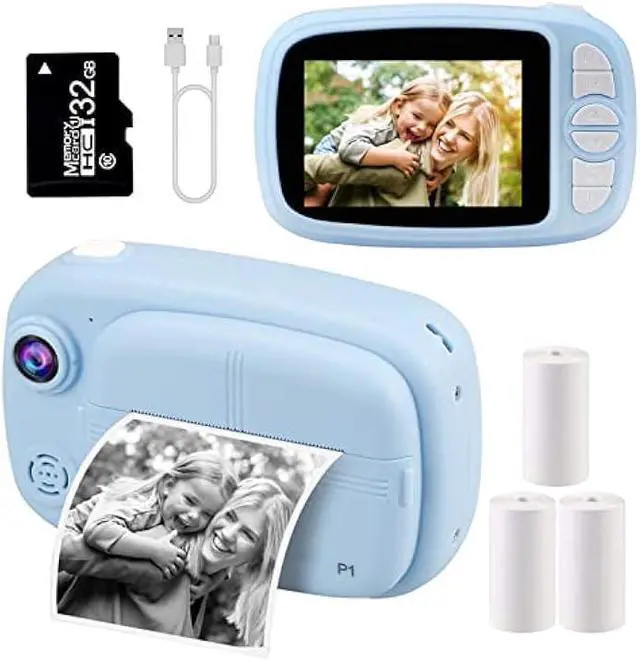 Main image of Kids Instant Camera, Mijiaowatch 12MP/1080P Kids Digital Print Camera with 3.5 Inch Cameras for Kids 32GB TF Card, Kids Gift Toys for Ages 3-14 (Blue)