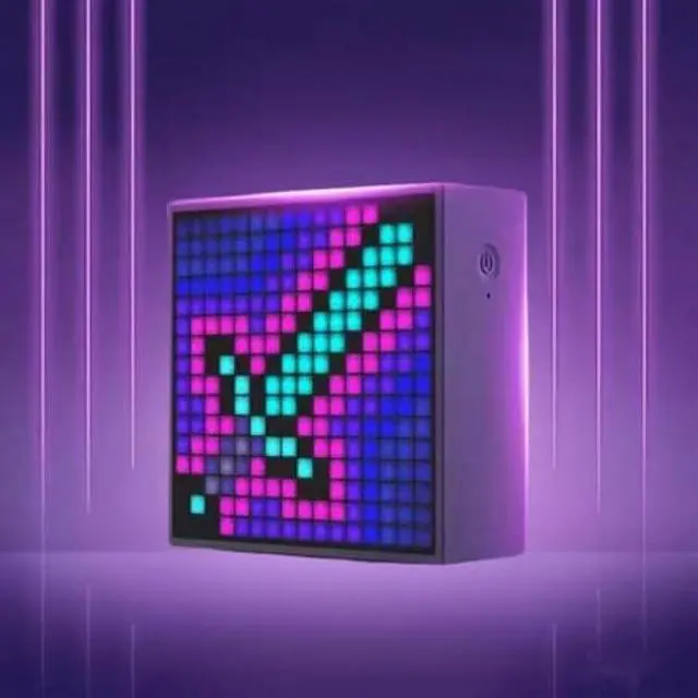 Alt view image 2 of 5 - Divoom TimeBox Evo -- Pixel Art Bluetooth Speaker with 16x16 LED Display APP Control - Cool Animation Frame & Gaming Room Setup & Bedside Alarm Clock- Black