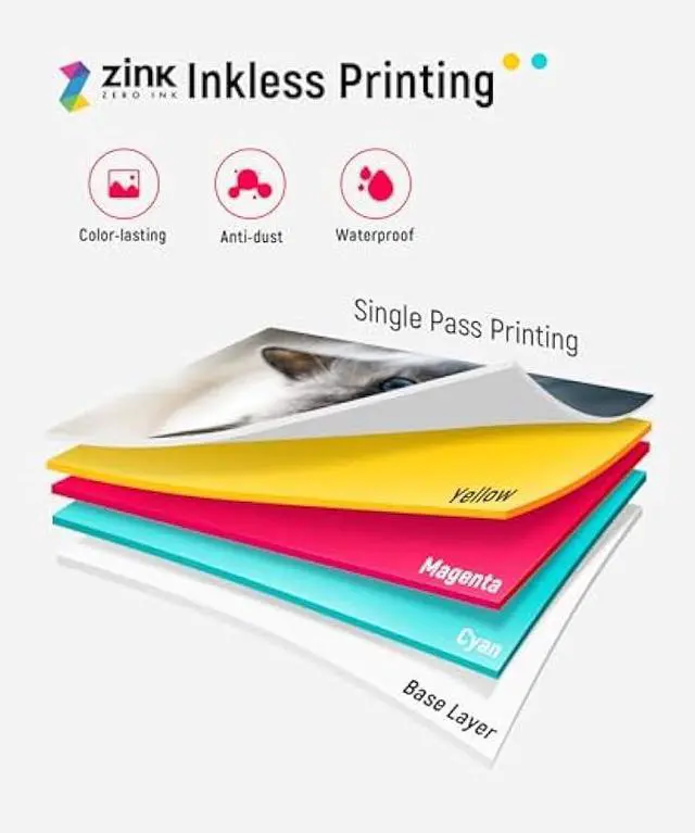 Alt view image 3 of 5 - Liene 2x3 Photo Printer, Mini Instant Portable Color Mono Picture Printer Bundle 50 Zink Adhesive Paper, Bluetooth 5.0, Compatible w/iOS & Android, Small Phone Sticker for iPhone, Smartphone, White