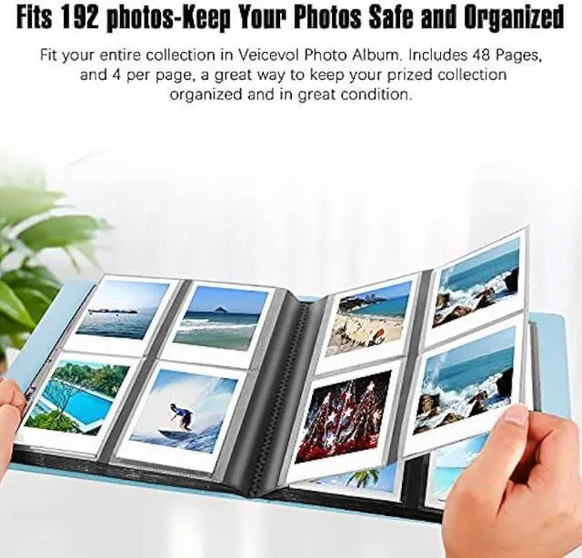 Alt view image 3 of 6 - 192 Pockets Photo Album for Polaroid 600 Itype Pictures, Large Photo Album for Polaroid i-Type, 600, SX-70 Instant Photos, Picture Book Capacity 192 Photos for Fujifilm Wide Instant Camera (Blue)