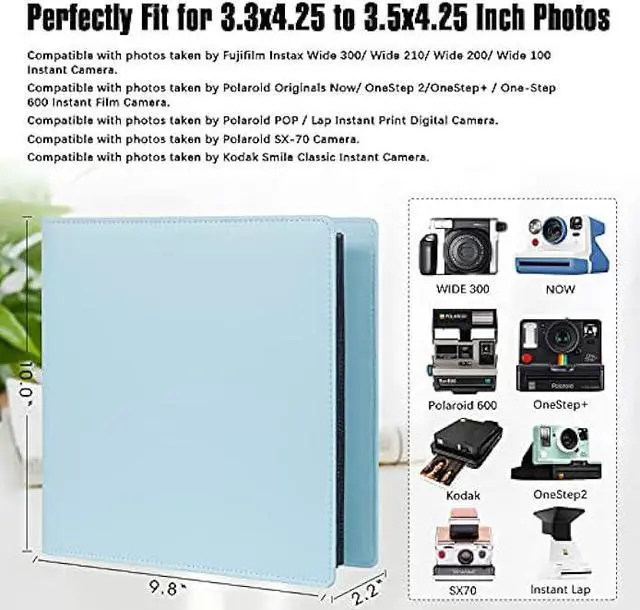 Alt view image 2 of 6 - 192 Pockets Photo Album for Polaroid 600 Itype Pictures, Large Photo Album for Polaroid i-Type, 600, SX-70 Instant Photos, Picture Book Capacity 192 Photos for Fujifilm Wide Instant Camera (Blue)