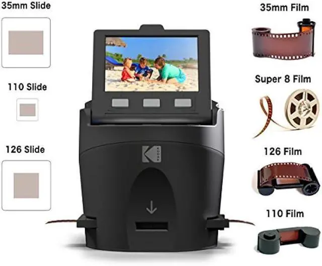 Alt view image 2 of 5 - Kodak SCANZA Digital Film & Slide Scanner  Converts 35mm, 126, 110, Super 8 & 8mm Film to JPEG with 3.5 LCD, Easy-Load Inserts & Adapters