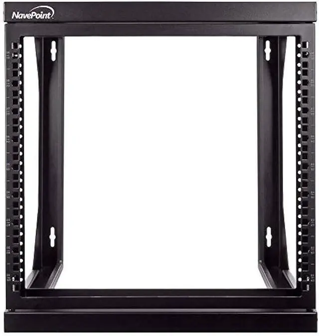 Main image of NavePoint 9U Open-Frame Server Rack for 19 IT Network Equipment & A/V Devices Free Standing or Wall Mount with 180 Degrees Gate Swing, Black