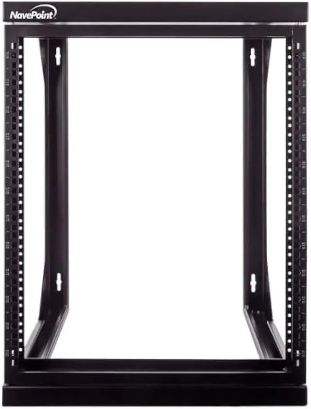 Main image of NavePoint 12U Open Frame Server Rack for 19 IT Network Equipment & A/V Devices, Free Standing or Wall Mount Rack with 180 Degrees Gate Swing, Black