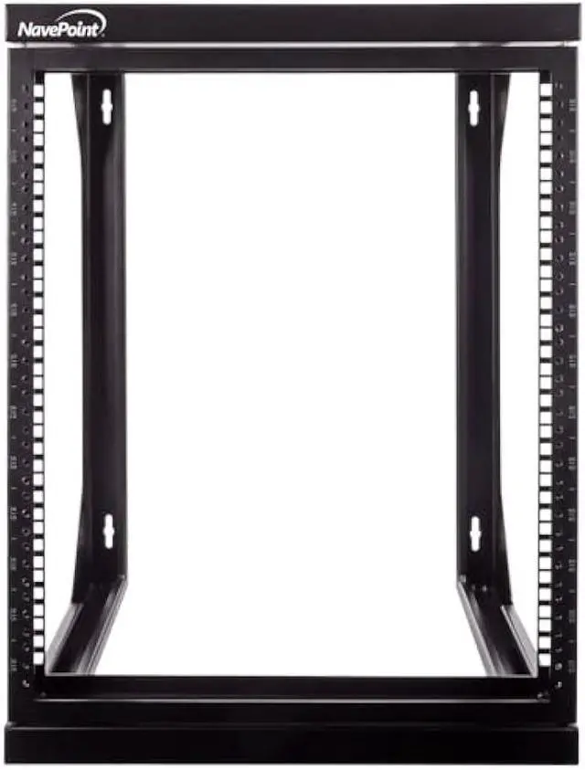 Alt view image 5 of 6 - NavePoint 12U Open Frame Server Rack for 19 IT Network Equipment & A/V Devices, Free Standing or Wall Mount Rack with 180 Degrees Gate Swing, Black