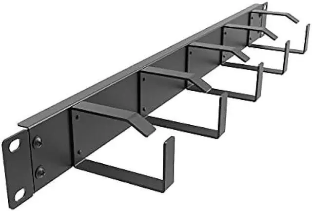 Main image of Jingchengmei 19-Inch 1U Metal Horizontal Rackmount Cable Manager with 5 D-Rings (1UCM5R440, Black)