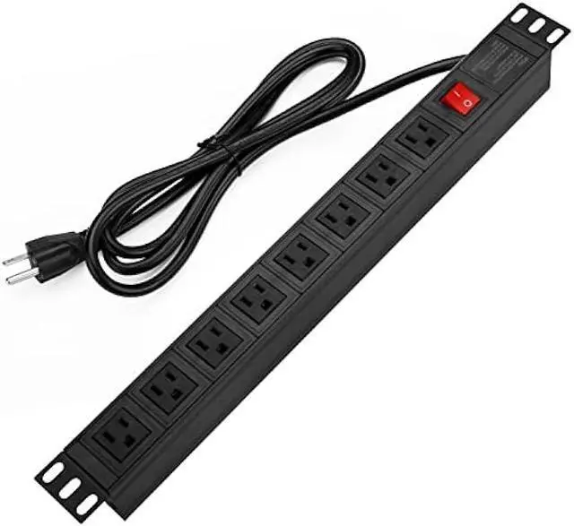 Main image of BTU Power Strip Surge Protector Rack-Mount PDU, 8 Right Angle Outlets Wide-Spaced, Mountable Power Strip Heavy Duty for Server Racks, Commercial, 300J (Black 6FT)