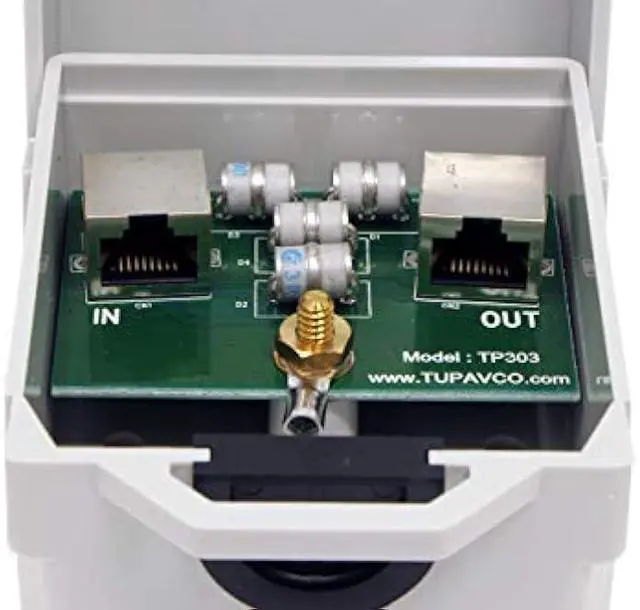 Alt view image 2 of 5 - Tupavco TP303 Ethernet Surge Protector Outdoor for PoE+ Gigabit 1000Mbs - LAN Network Thunder Lightning Surge Protection Suppressor/Arrester
