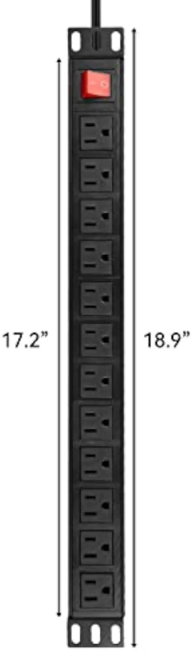 Alt view image 3 of 5 - BTU Power Surge Protector Rack-Mount PDU, 12 Outlet Power Strip with Switch, Metal Mountable Heavy Duty for Server Racks, Garage Shop, Industrial Commercial (Black 6FT)