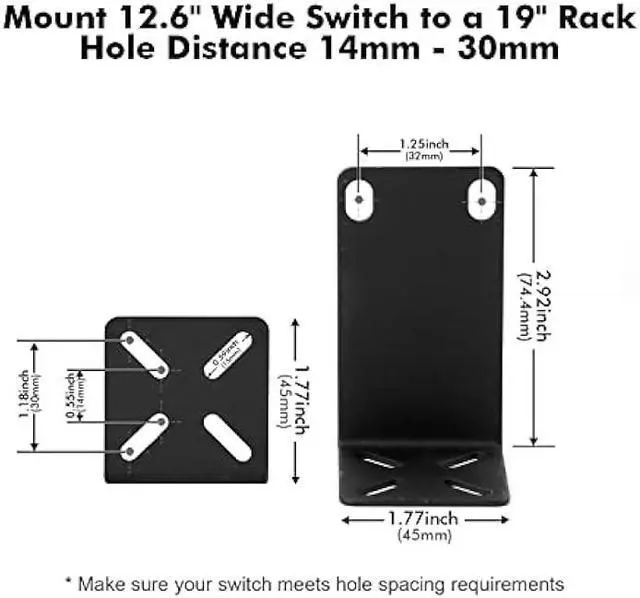 Alt view image 2 of 7 - MokerLink Rack Mount Kit for 12.6 inch Switches, Adjustable Hole Distance 14-30mm, Mount a 12.6 Wide to a 19 Equipment Rack, Compatible for Netgear, Cisco, D-Link, TRENDnet, Dell 12.6 inch Products