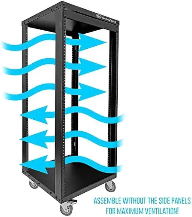 Alt view image 3 of 5 - AxcessAbles RK 22U Rack-Mount Cabinet Case w/Caster Wheels (Compatible with US 5mm& European 6mm Rack Standards.) Rack for AV, DJ, Home Theater, Network, Server, Computer, Electronics