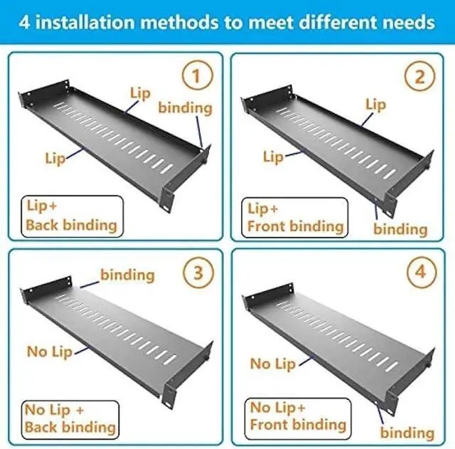 Alt view image 3 of 5 - Jingchengmei 1U Disassembled Vented Cantilever Server Rack Mount Shelf 6(152mm) Depth for 19-Inch Network/AV Equipment Rack and Cabinet(1U6V)
