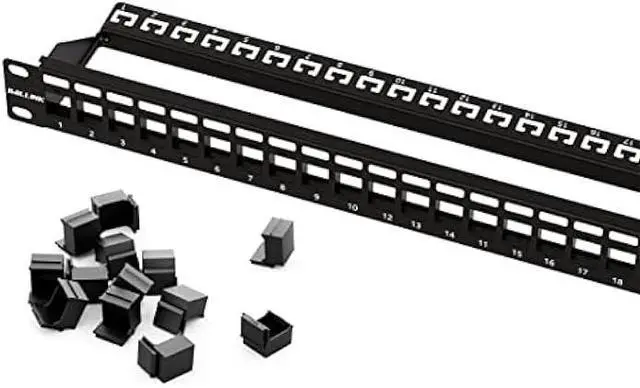 Main image of Iwillink 24 Port Blank Keystone Patch Panel with Blank Keystone Jack Inserts 1U 19'' Metal Rackmount or Wallmount Housing for Keystone Jacks Keystone Panel