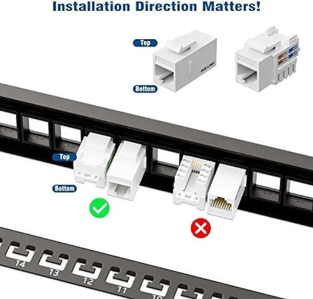 Alt view image 3 of 6 - Iwillink 24 Port Blank Keystone Patch Panel with Blank Keystone Jack Inserts 1U 19'' Metal Rackmount or Wallmount Housing for Keystone Jacks Keystone Panel