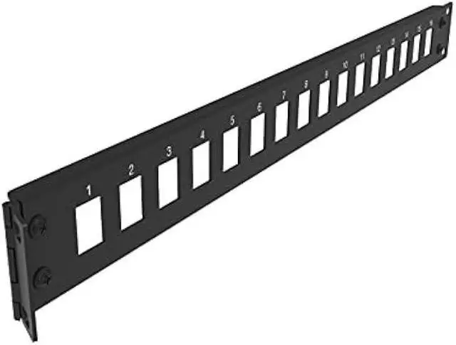 Main image of Jingchengmei 16-Port 1U Hinged Rack Blank Patch Panel for Keystone Jack Cat.6 or Cat.5E, 19 Rackmount (H1UKS16H, Black)